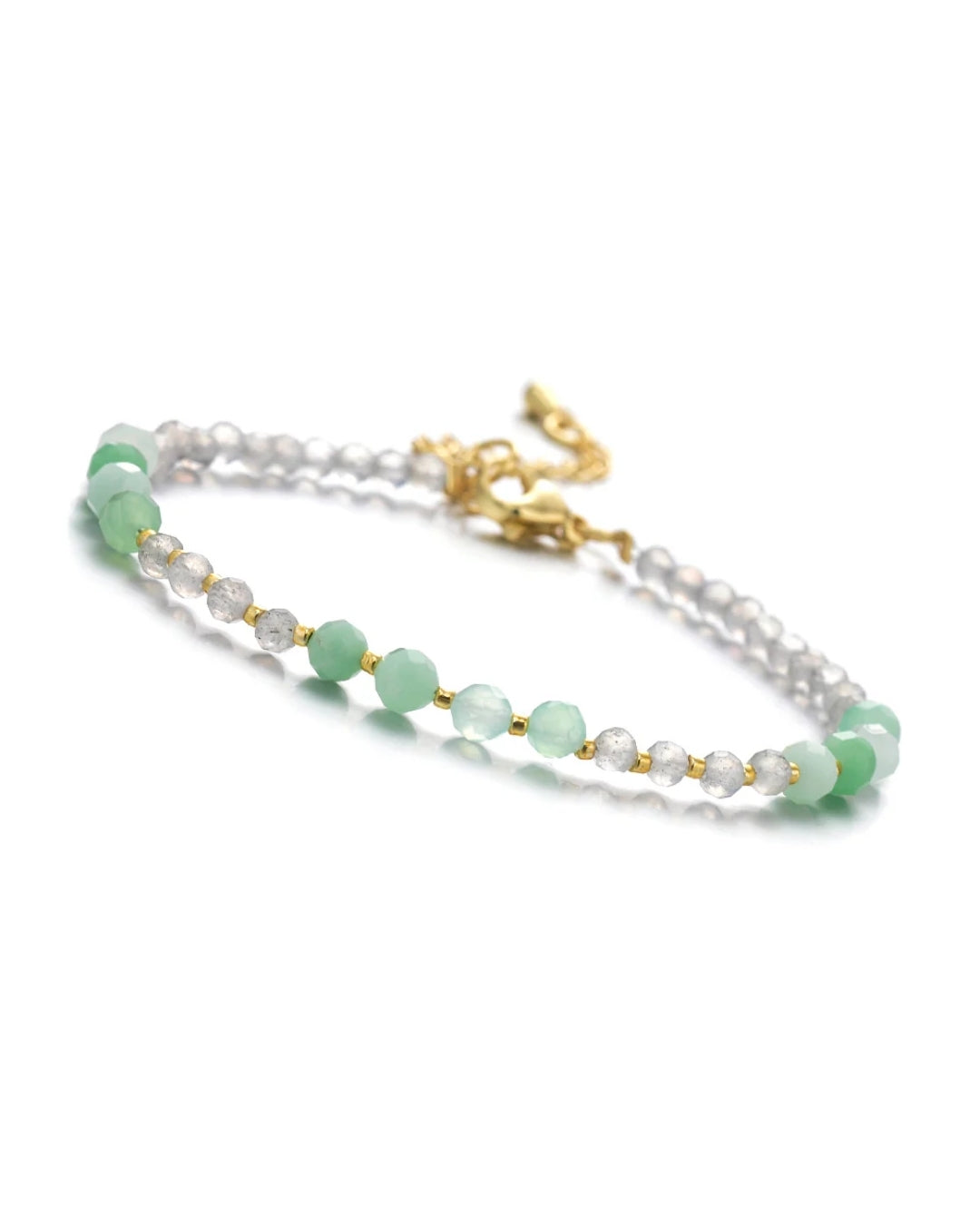 Aria bracelet with natural chrysoprase in soft apple green tones