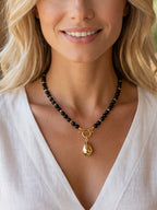 Kaia Night Drop – Black Agate Necklace