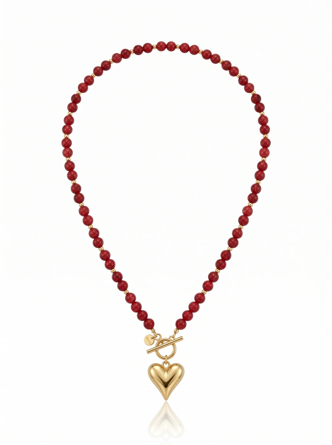 Kaia Ruby Heart – naszyjnik z czerwonego jadeitu