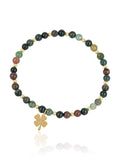 Elara Clover Dyed Agate bracelet with gold-tone four-leaf clover charm