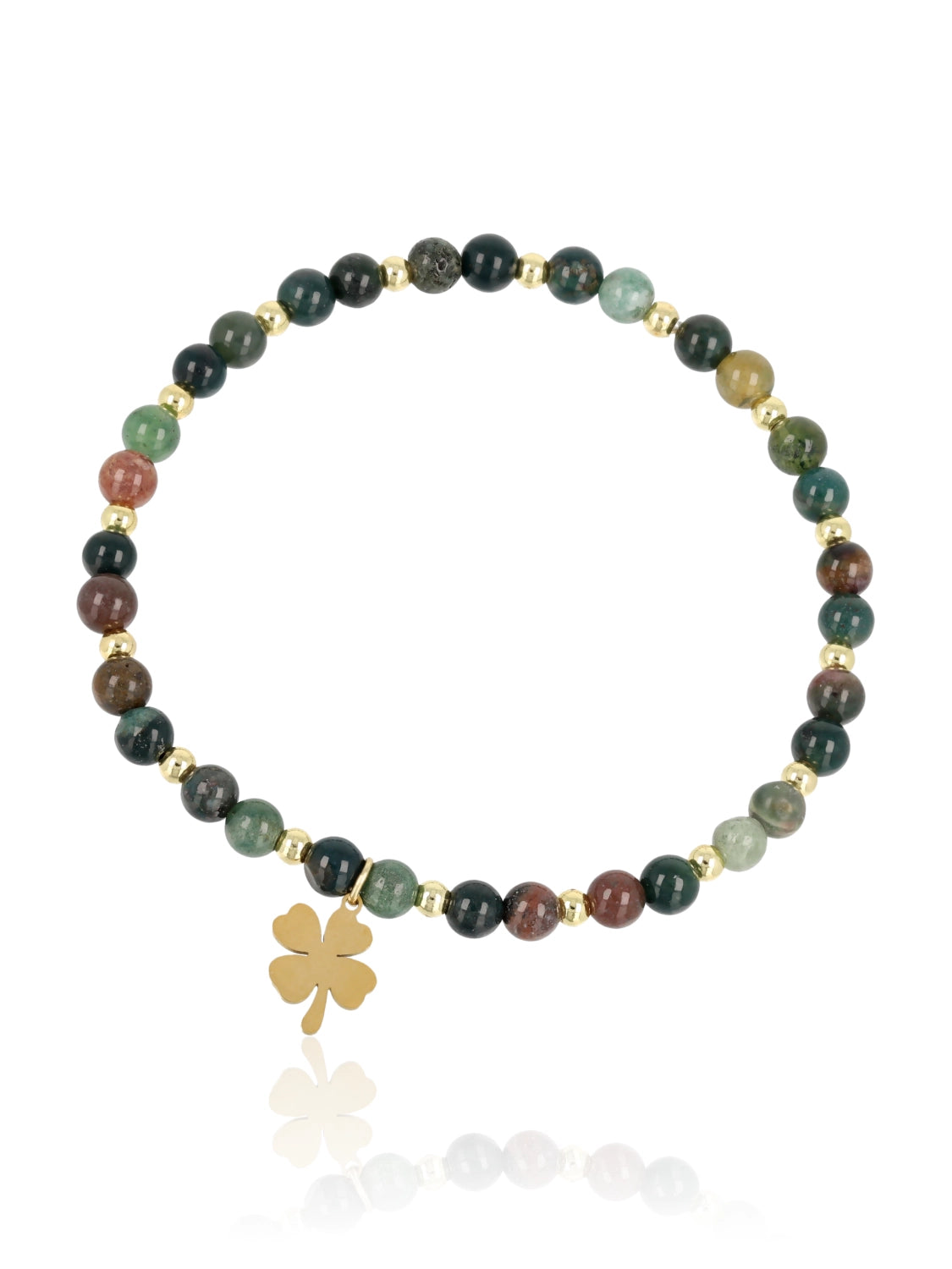 Elara Clover Dyed Agate bracelet with gold-tone four-leaf clover charm