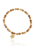 Elara Clover Picture Jasper bracelet with gold-tone four-leaf clover charm