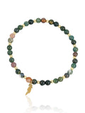Elara Feather Dyed Agate bracelet with gold-tone feather charm