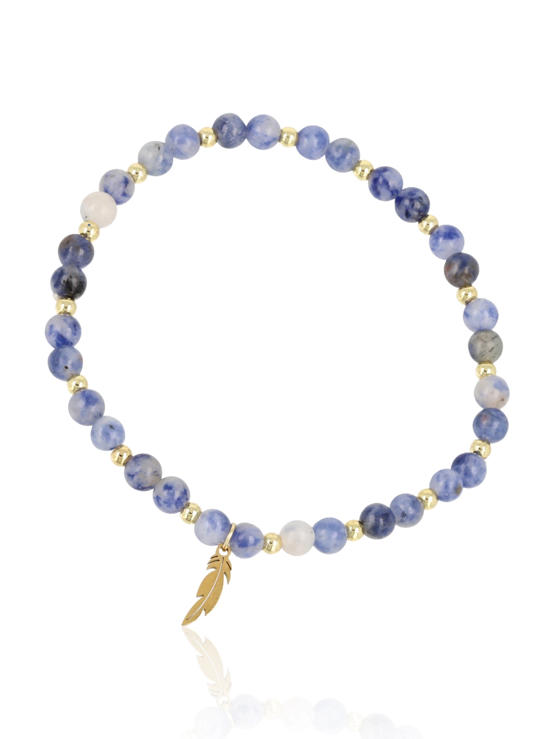 Elara Feather Sodalite bracelet with gold-tone feather charm