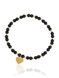 Elara Heart Black Onyx bracelet with gold-tone heart charm