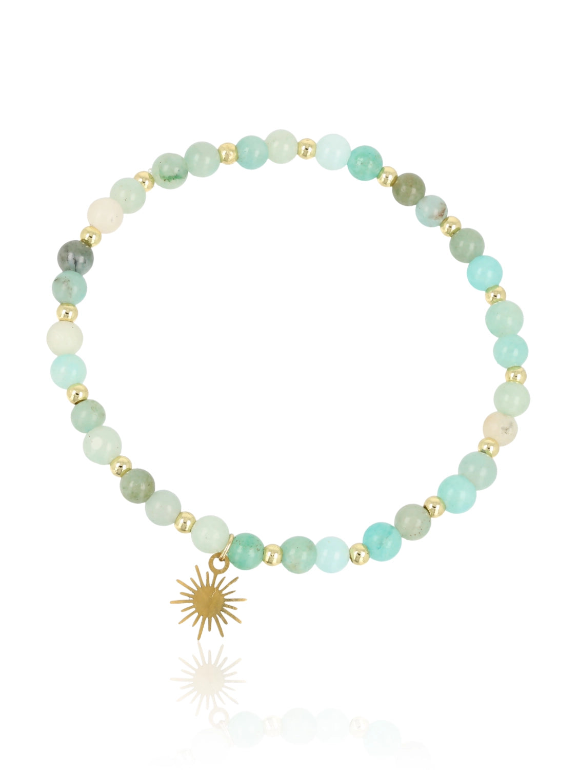 Elara Sun Amazonite bracelet with gold-tone sun charm