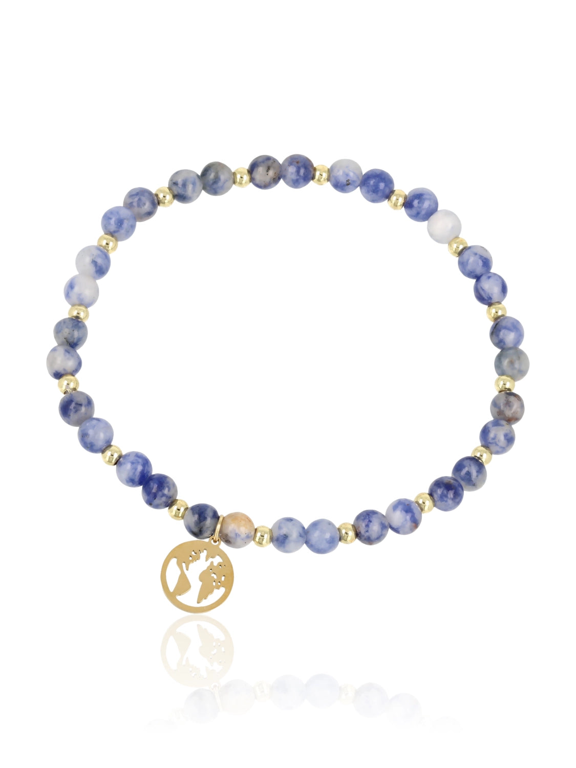 Elara World Sodalite bracelet with gold-tone world charm