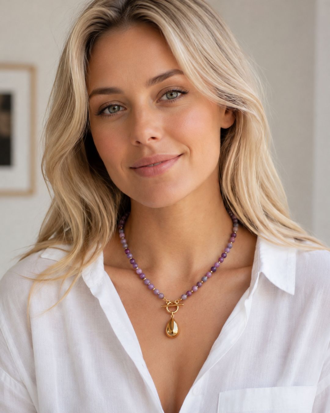 Kaia Violet Aura – Lepidolite Necklace
